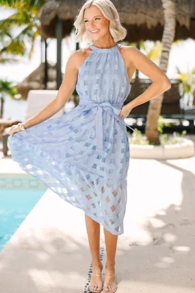 Living For You Periwinkle Blue Floral Midi Dress