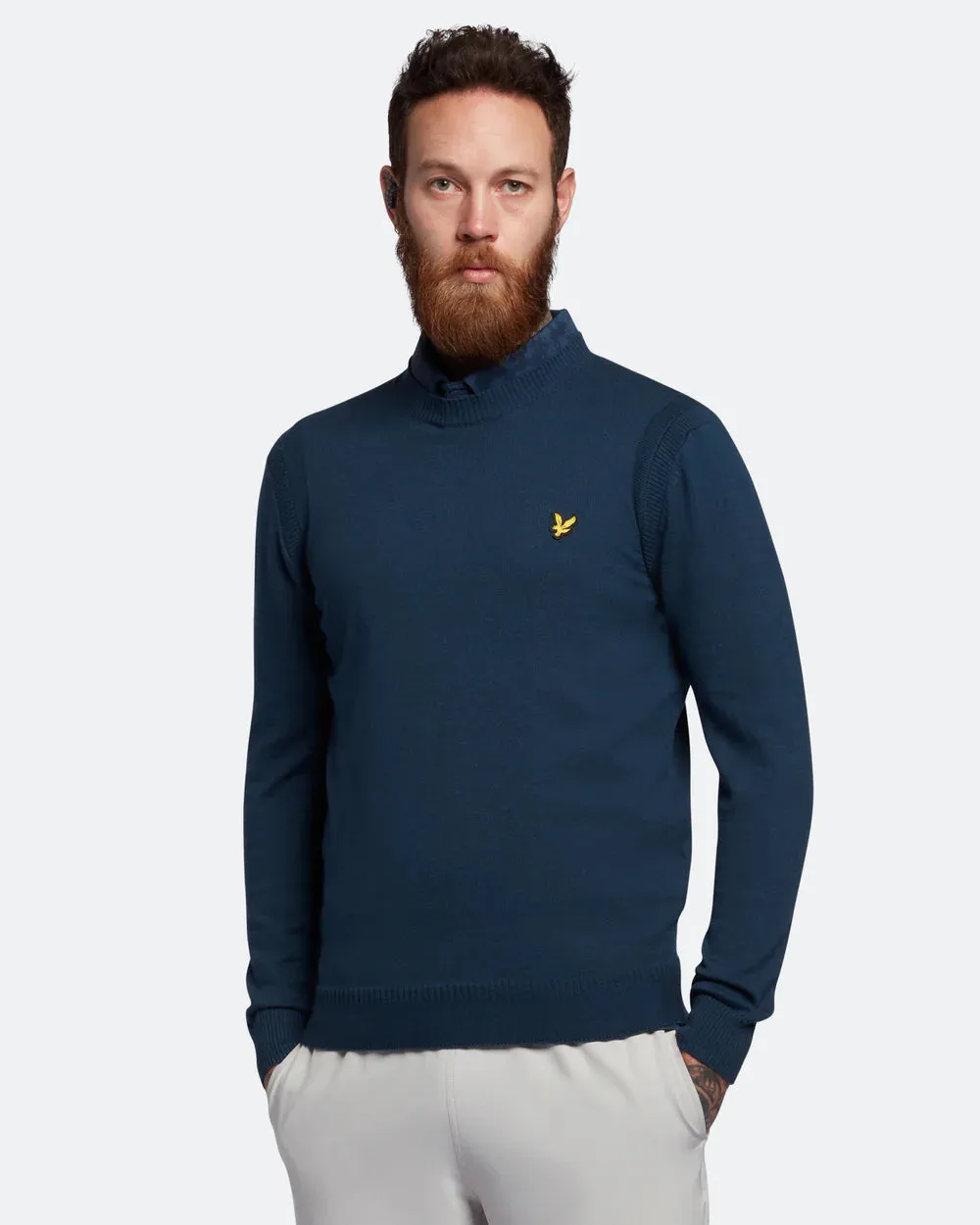 Lyle & Scott Guernsey Golf Crewneck Jumper - Light Navy