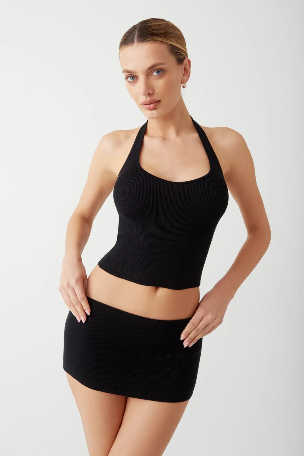 Marialla Knit Halter Top - Black