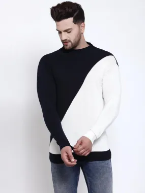 Mens Navy Blue Solid Sweaters