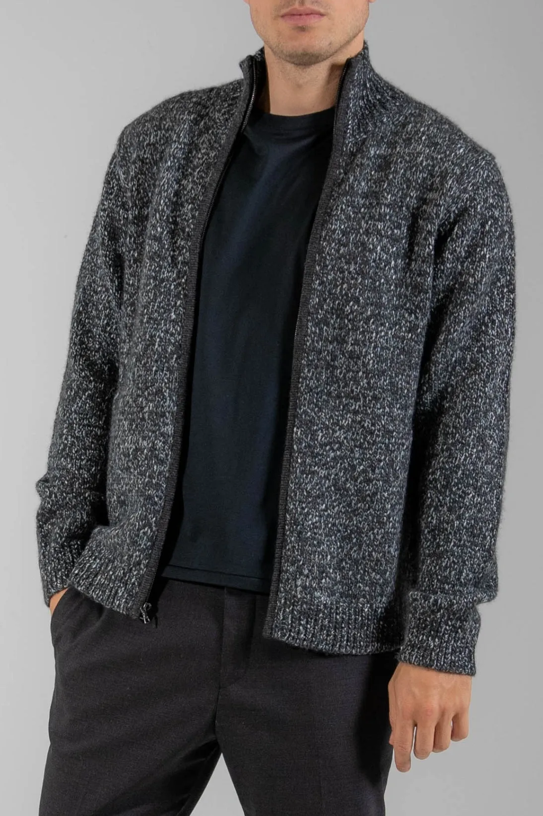 MOCK NECK ZIP FRONT CARDIGAN