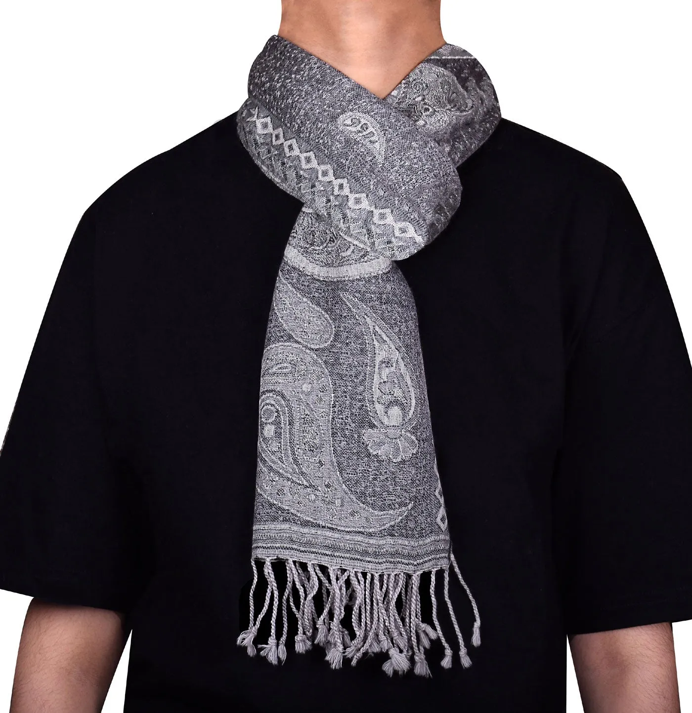 Neck Scarf Muffler Paisley Wool Unisex Men's Women's Gift (64 x 13 inches)