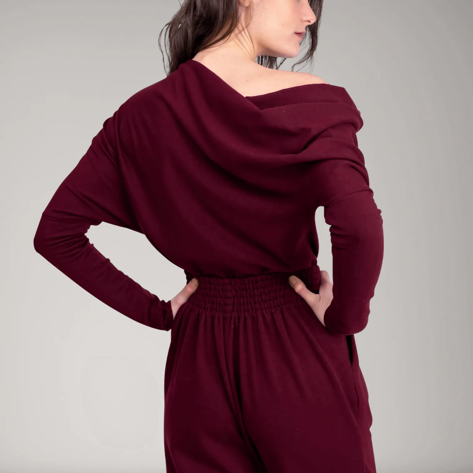 One-Shoulder Fine French Terry Sweater | Tourmaline