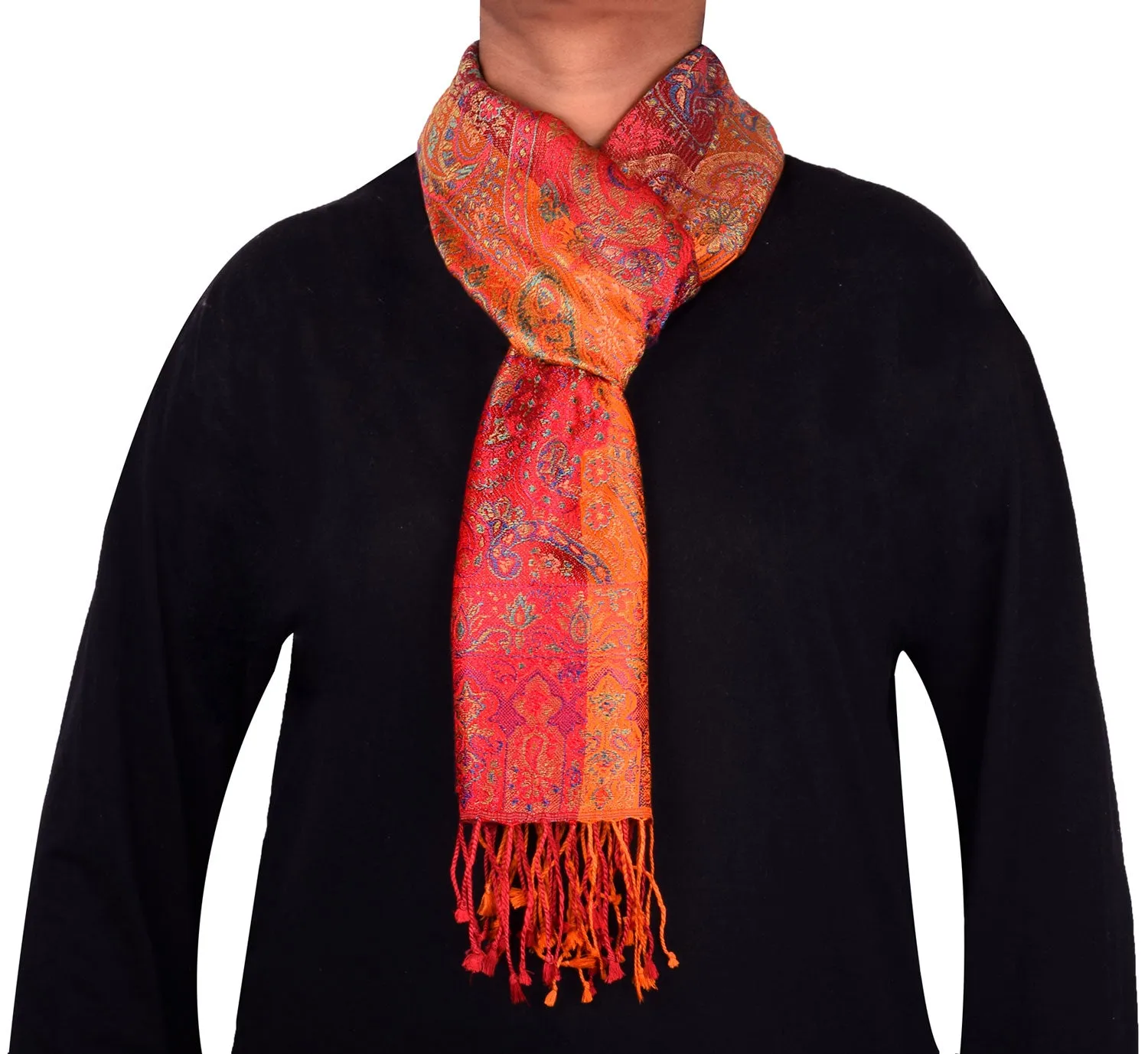 Paisley Wool Silk Unisex Men's Women's Neck Scarf Gift Muffler (64 x 13 inches)