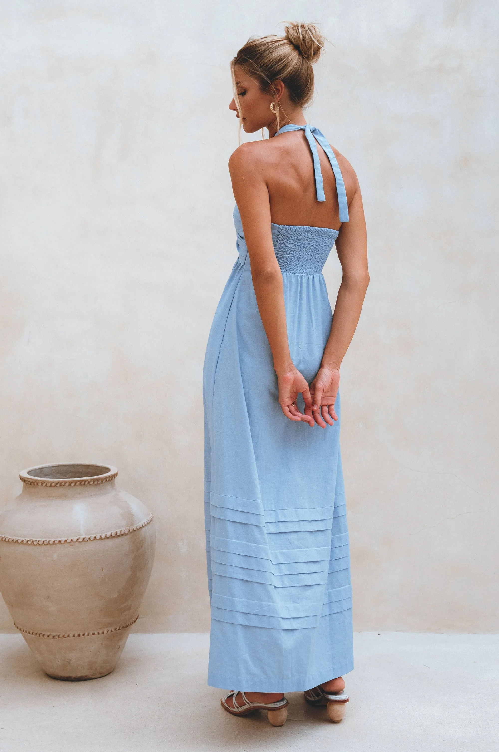 Penelope Halter Linen Maxi Dress