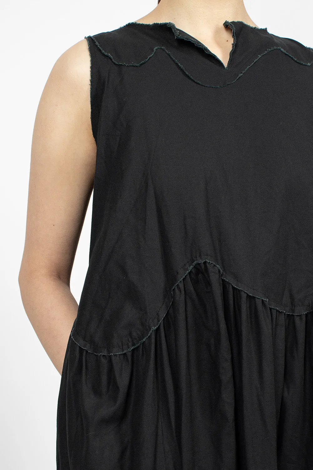 Pinafore Raw Cut Dress Black