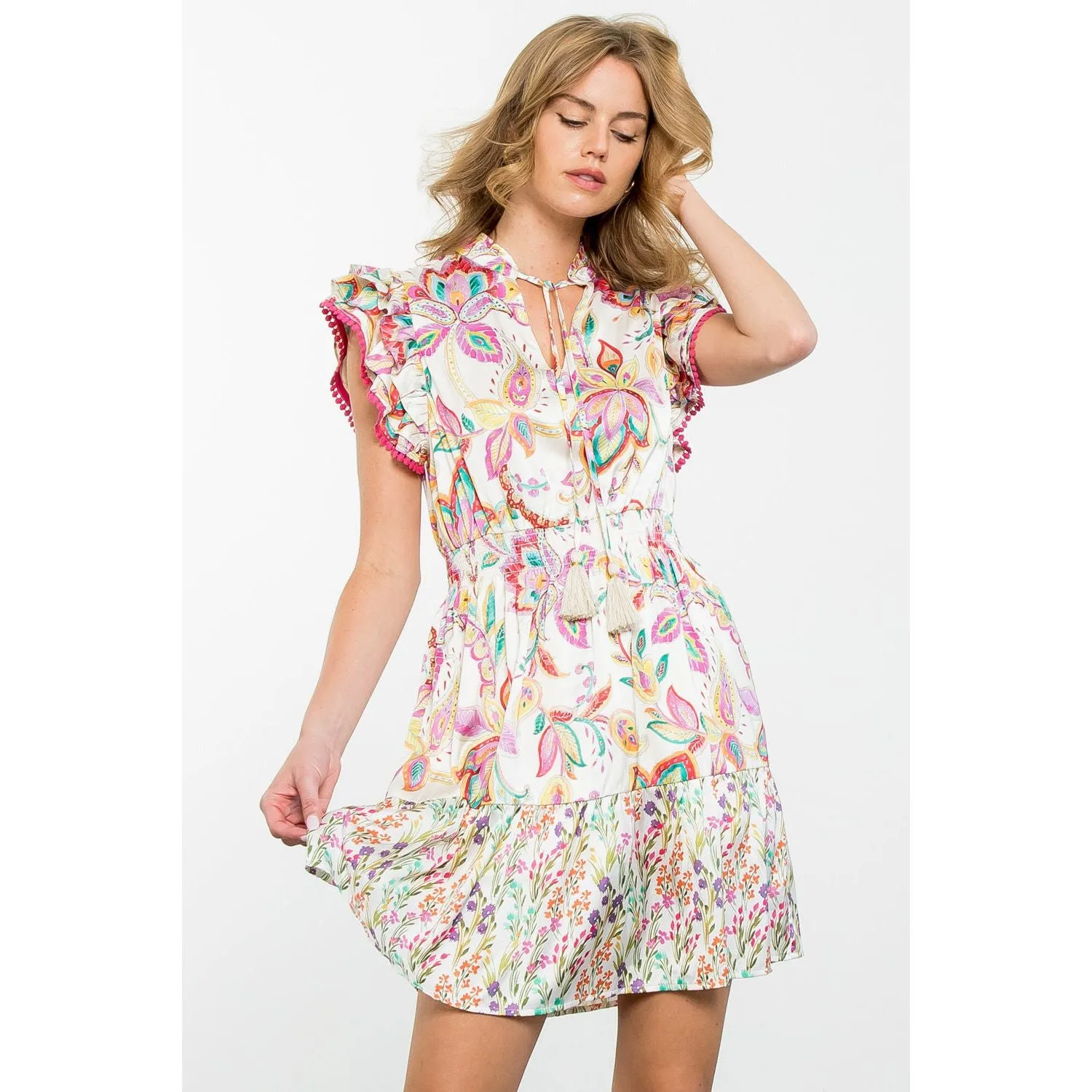 Remi Floral Paisley Print THML Dress-SALE