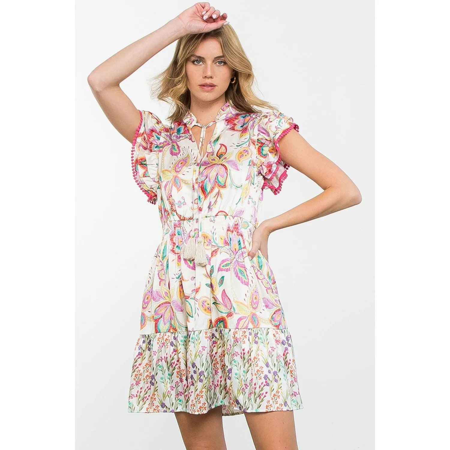 Remi Floral Paisley Print THML Dress-SALE