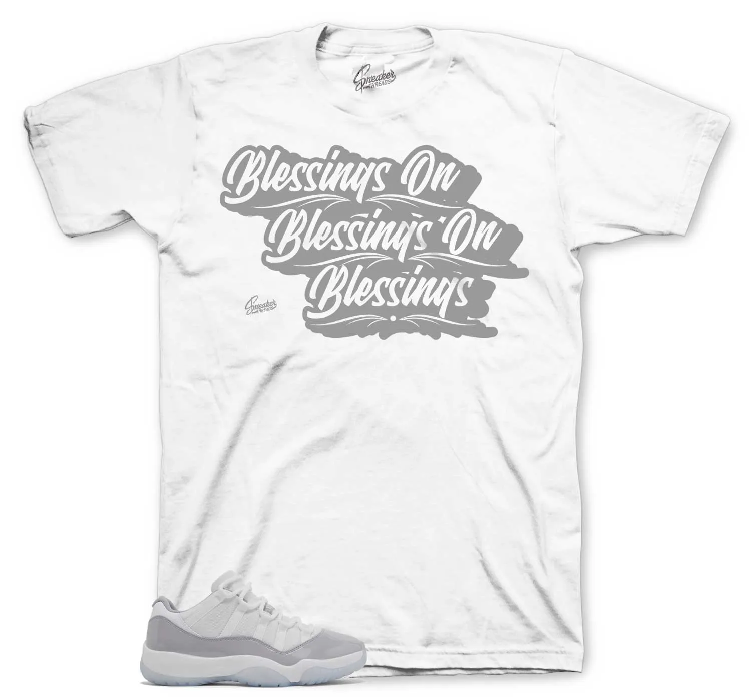 Retro 11 Cement Grey Shirt - Blessings - White