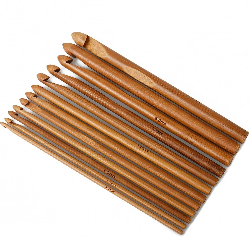 Set of 12 Carbonized Bamboo Crochet Hooks Crochet Needles Crochet Accessories 10316450