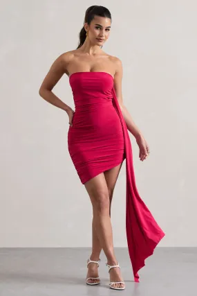 Siena | Hot Pink Ruched Asymmetric Mini Dress With Sash