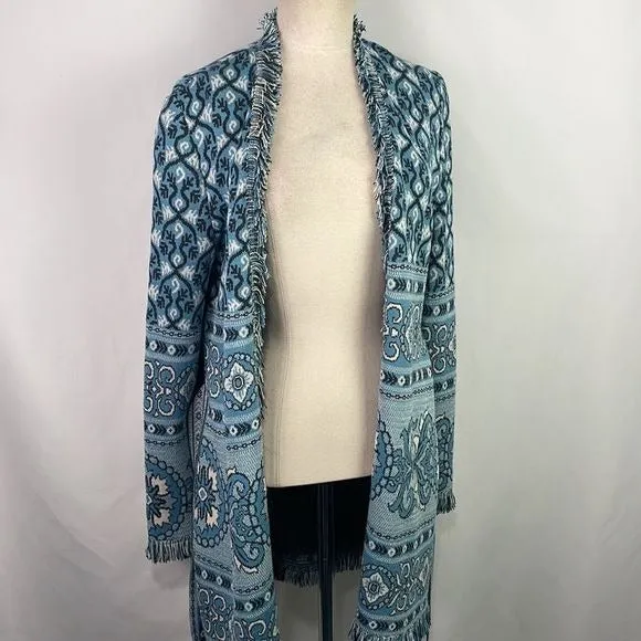 St JohnBlue Print Long Cardigan With Belt