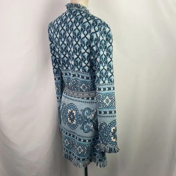 St JohnBlue Print Long Cardigan With Belt