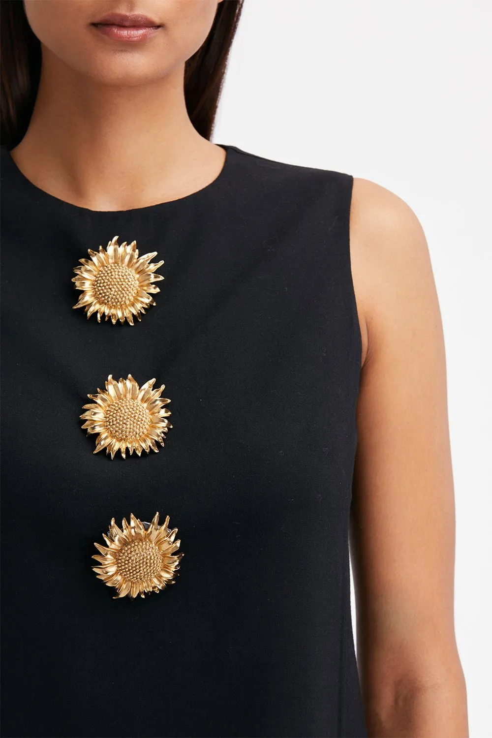 Sunflower Brooch Shift Dress