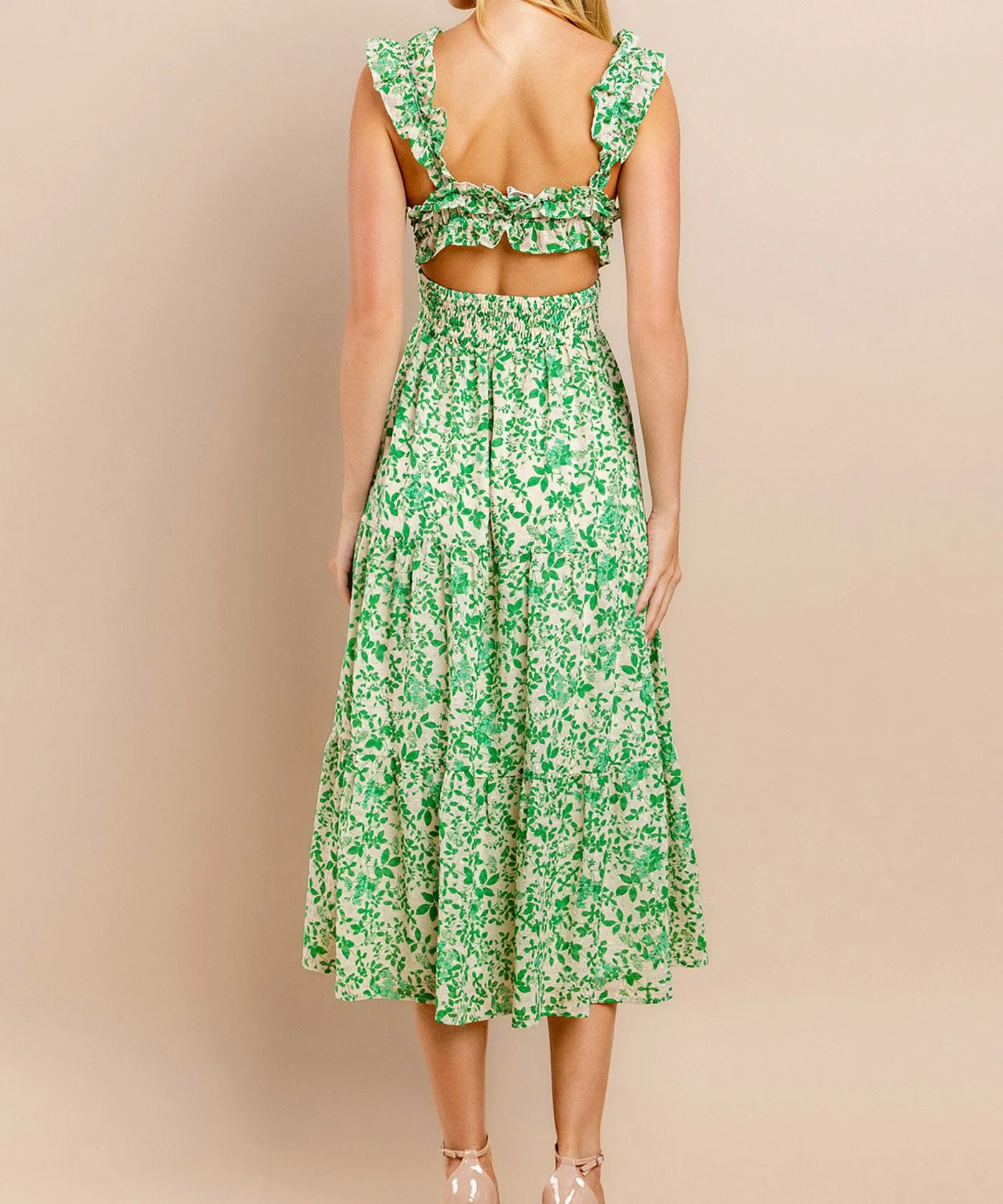 Tiered Midi Dress - Green