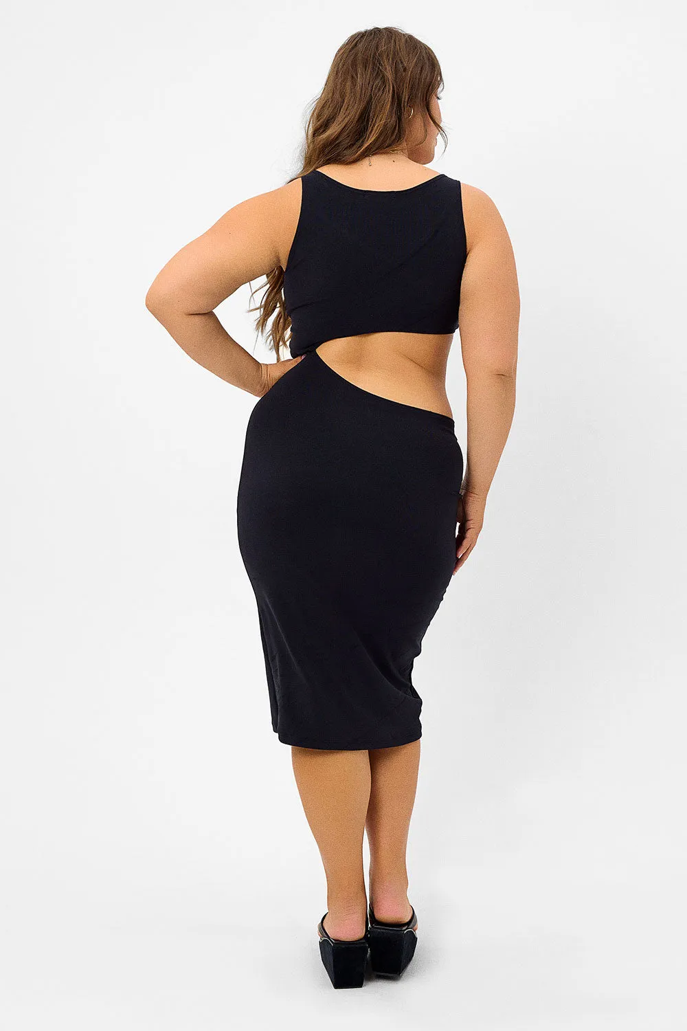 Twelve Terry High Neck Dress - Black