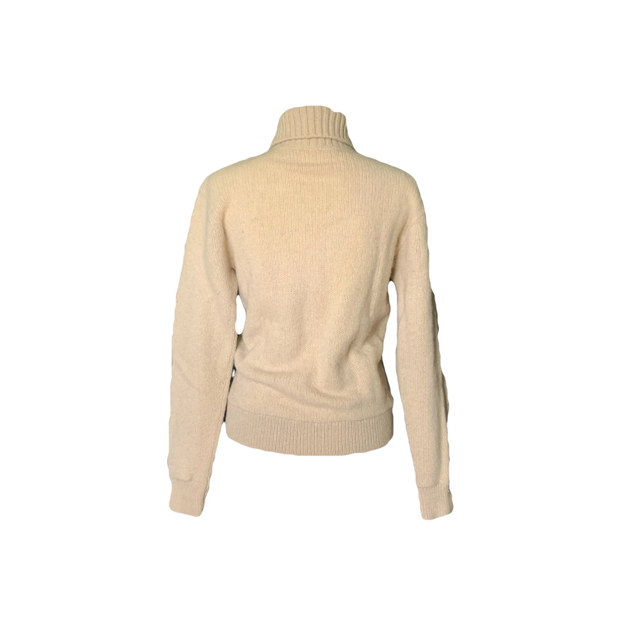 Vintage 1960s Chunky Cream Cable Knit Wool Sweater. Sustainable Fashion Traditional Winter Style.