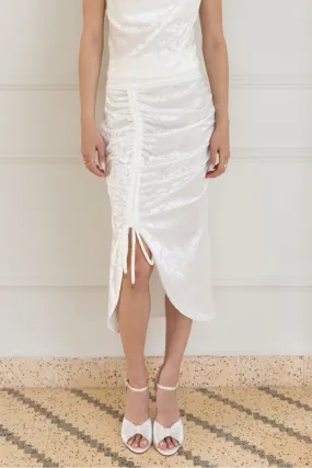 White Textured Velvet Ruched Skirt (XS)