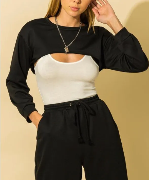 WOMEN PULLOVER COVER-UP CROP TOP