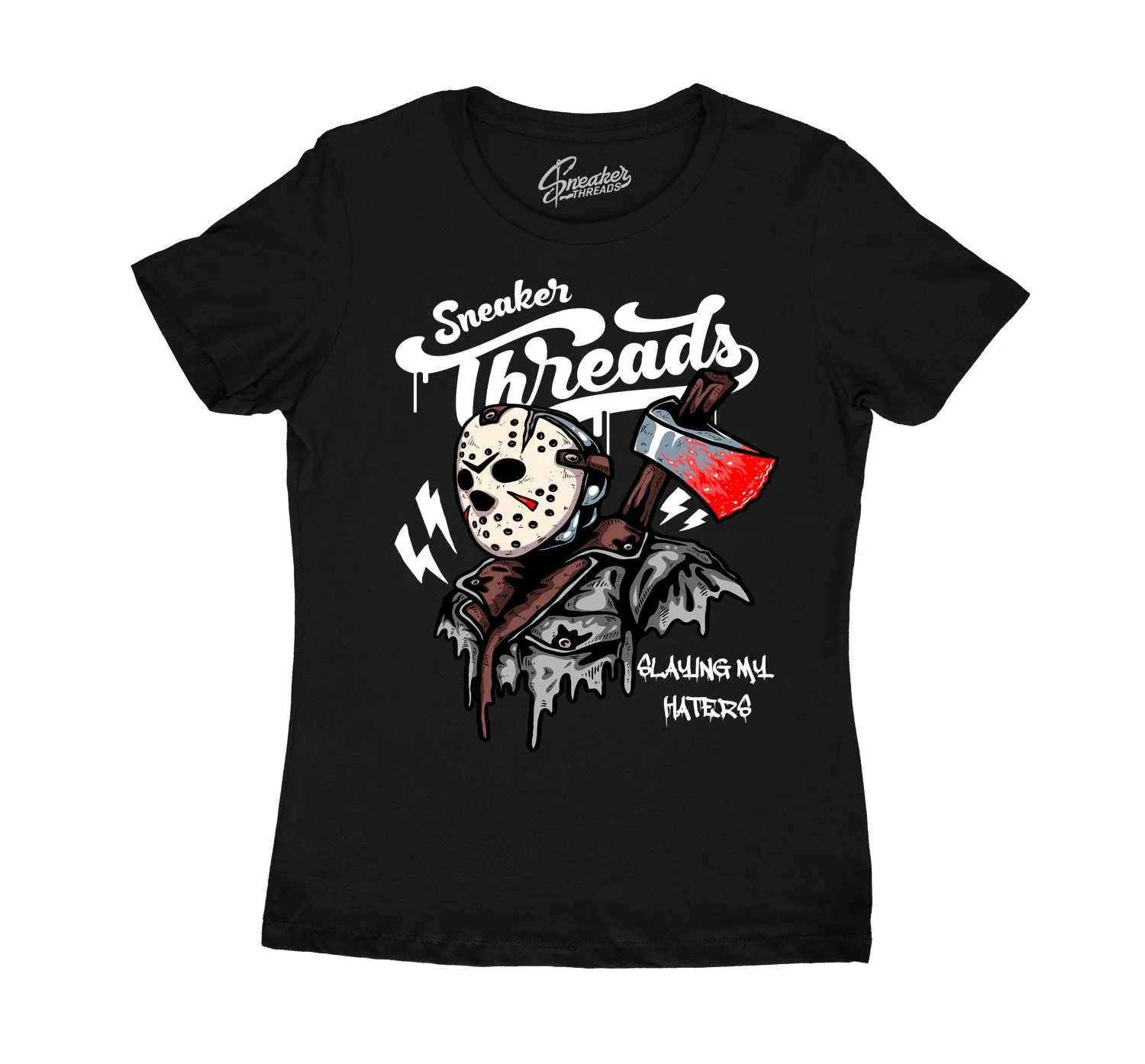 Womens Red Thunder 4 Shirt - Slaying Haters - Black