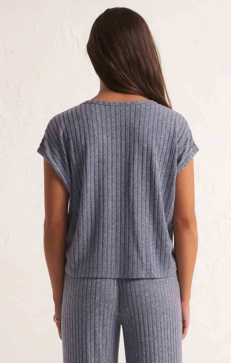 Z Supply Shoreline Rib Top Dusty Navy