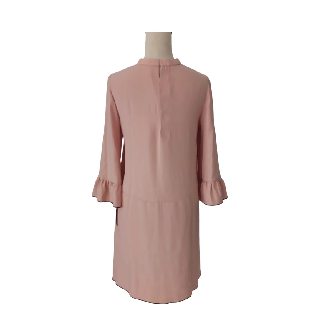 ZARA Light Pink Frill Flowy-sleeves Knee-length Dress | Brand new |